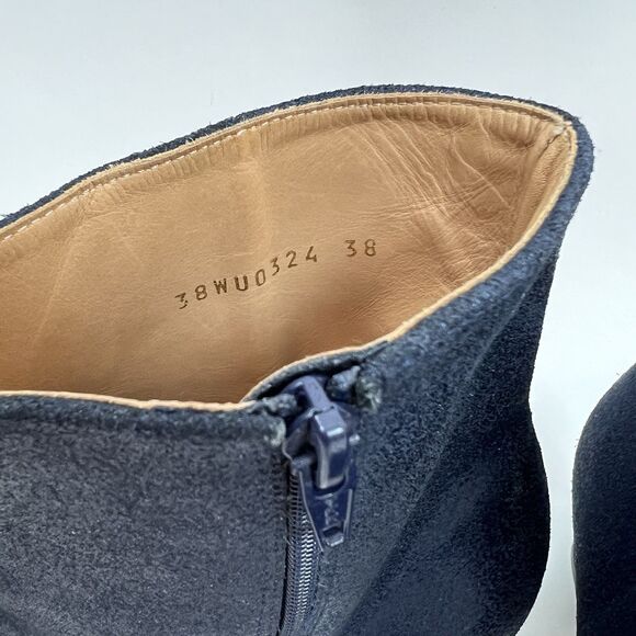 Maison Margiela Ankle Boots Size 38 Navy Blue Metallic Heels Leather Italy - Picture 4 of 16